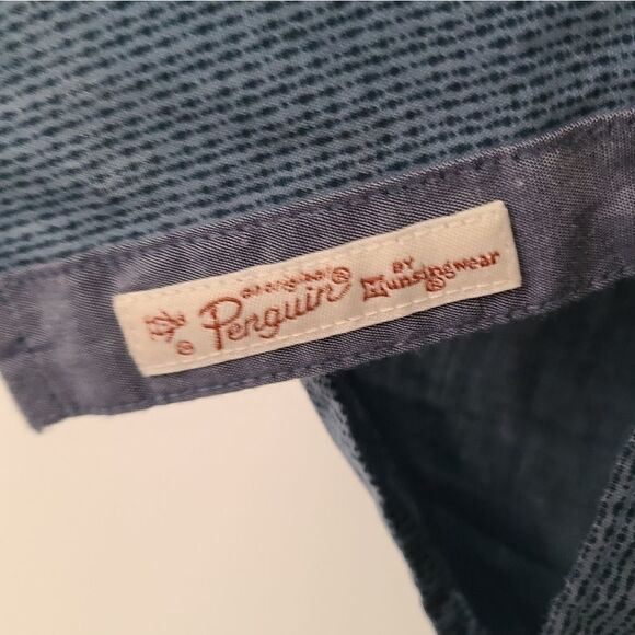 Penguin Blue Short Sleeve Slim Fit Button Down Shirt L - Picture 6 of 9